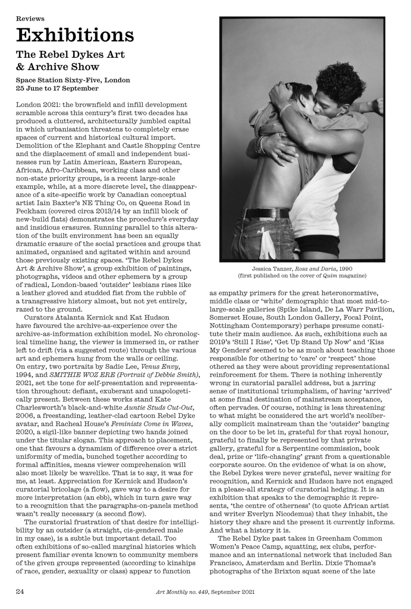 Reviews, Exhibitions, The Rebel Dykes Art & Archive Show, Morgan Quaintance, Art Monthly, September 2021