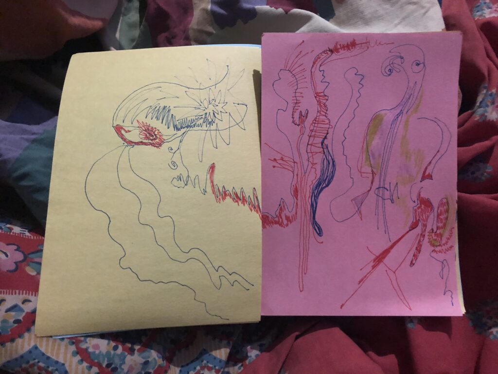 Kat Hudson artist London, Untitled automatic drawing series, 5&6, 2020