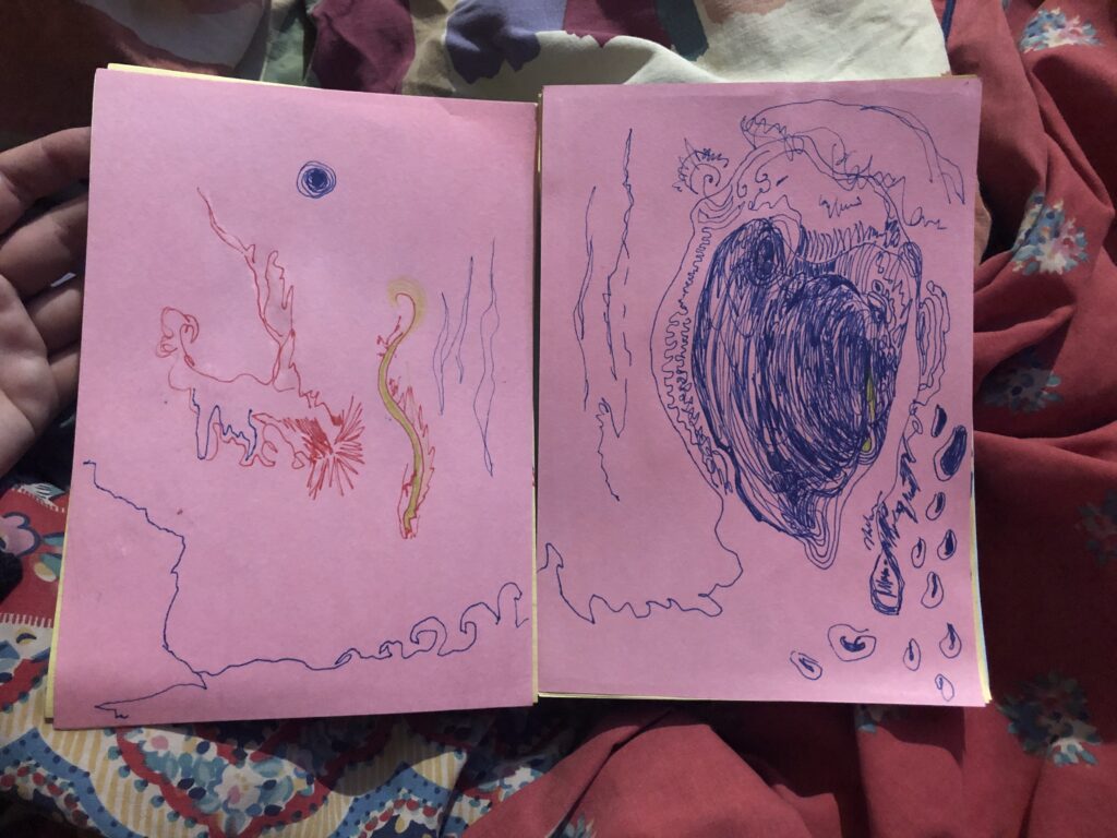 Kat Hudson artist London, Untitled automatic drawing series, 6&7, 2020