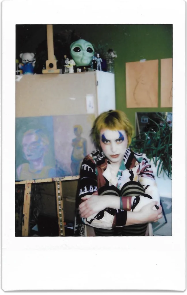 Kat Hudson artist London, Untitled self portrait in studio, polaroid, 2020